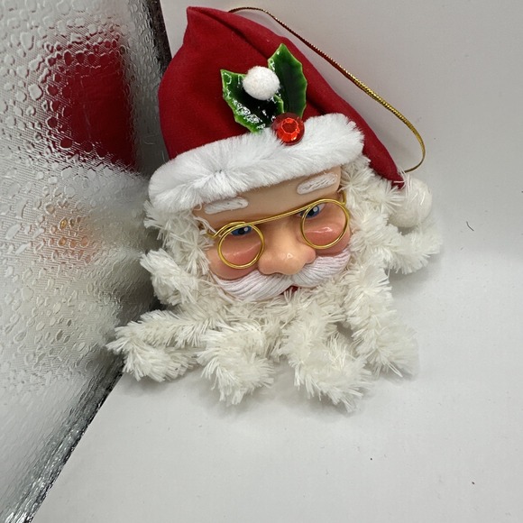 Christmas House‎ Santa Head Christmas Tree Ornament Plastic Face Beard - Picture 1 of 5